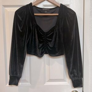 Black velvet long sleeve top.